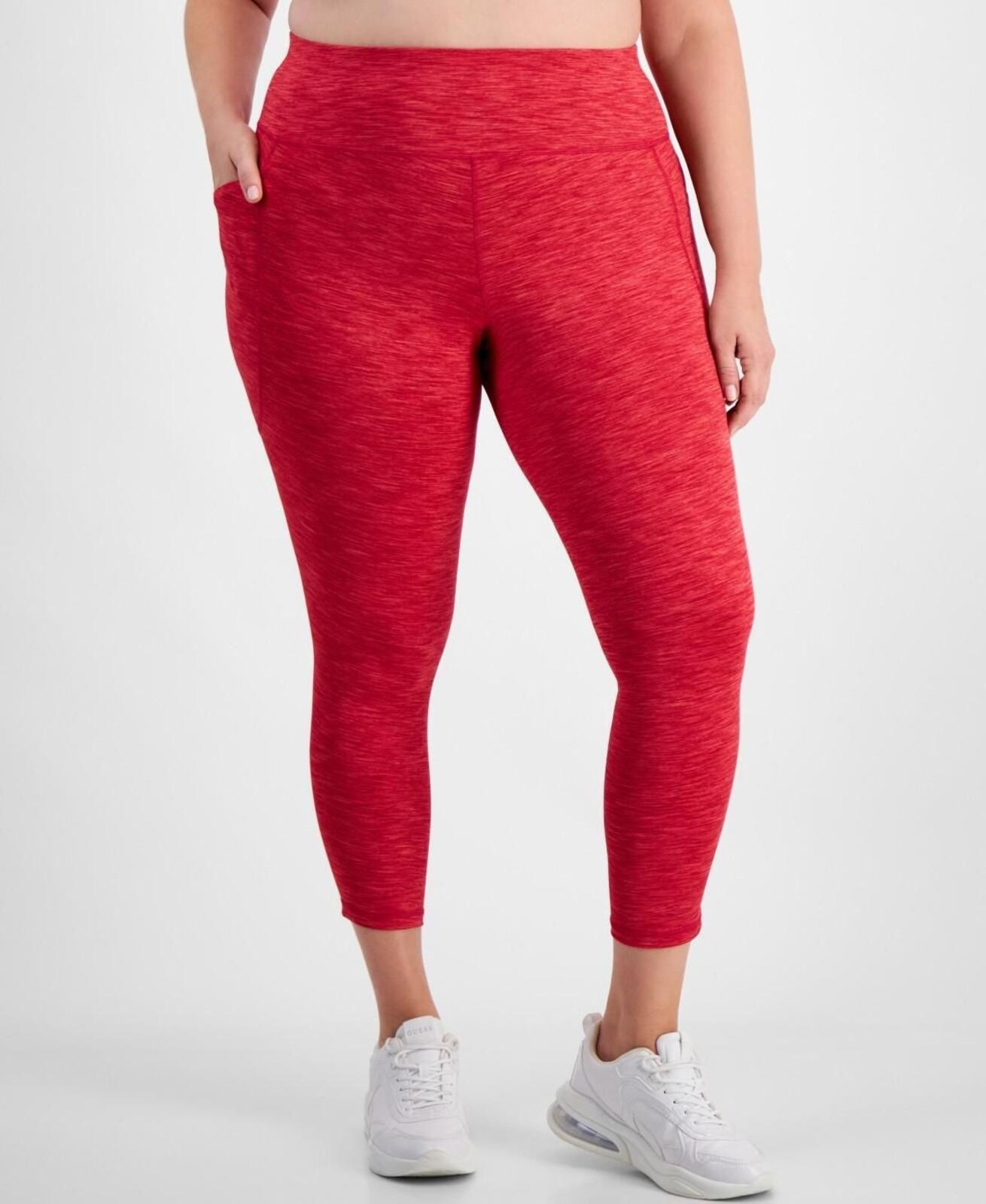 ID Ideology Plus Size High Rise Leggings Spacedye 7/8 Leggings - Cherry Red