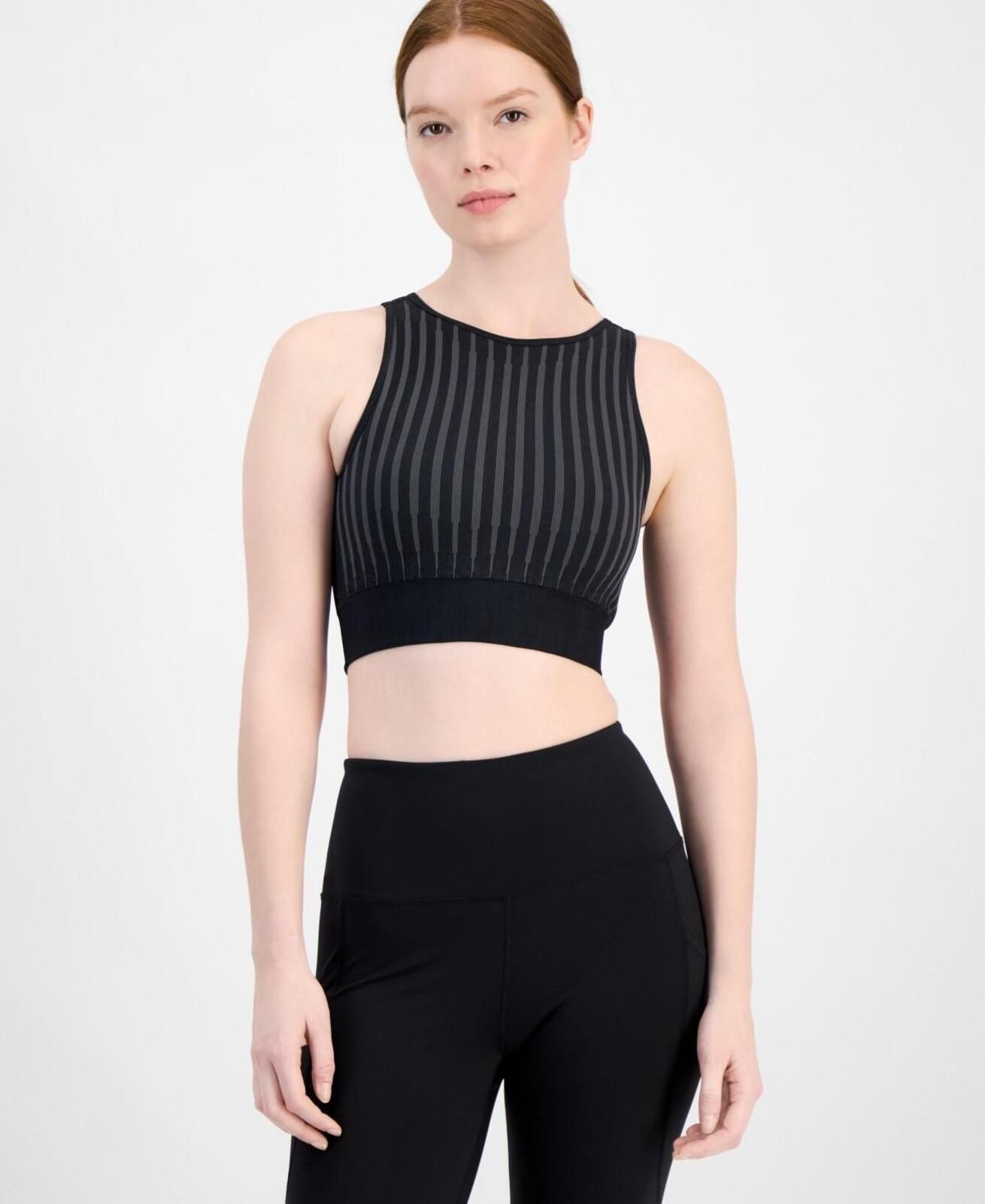 ID Ideology Women's High-Neck Cutout-Back Sports Bra - Deep Black