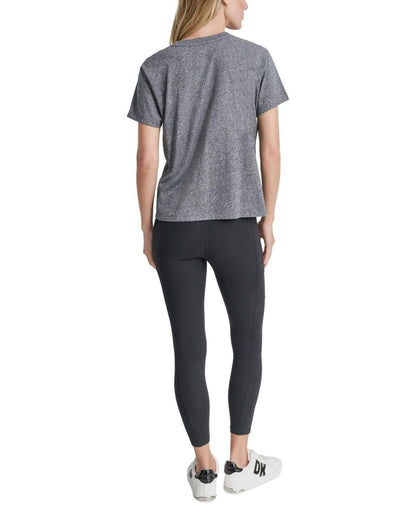Dkny Sport Women's Rhinestone Stripe Knot T-Shirt - Black Heather