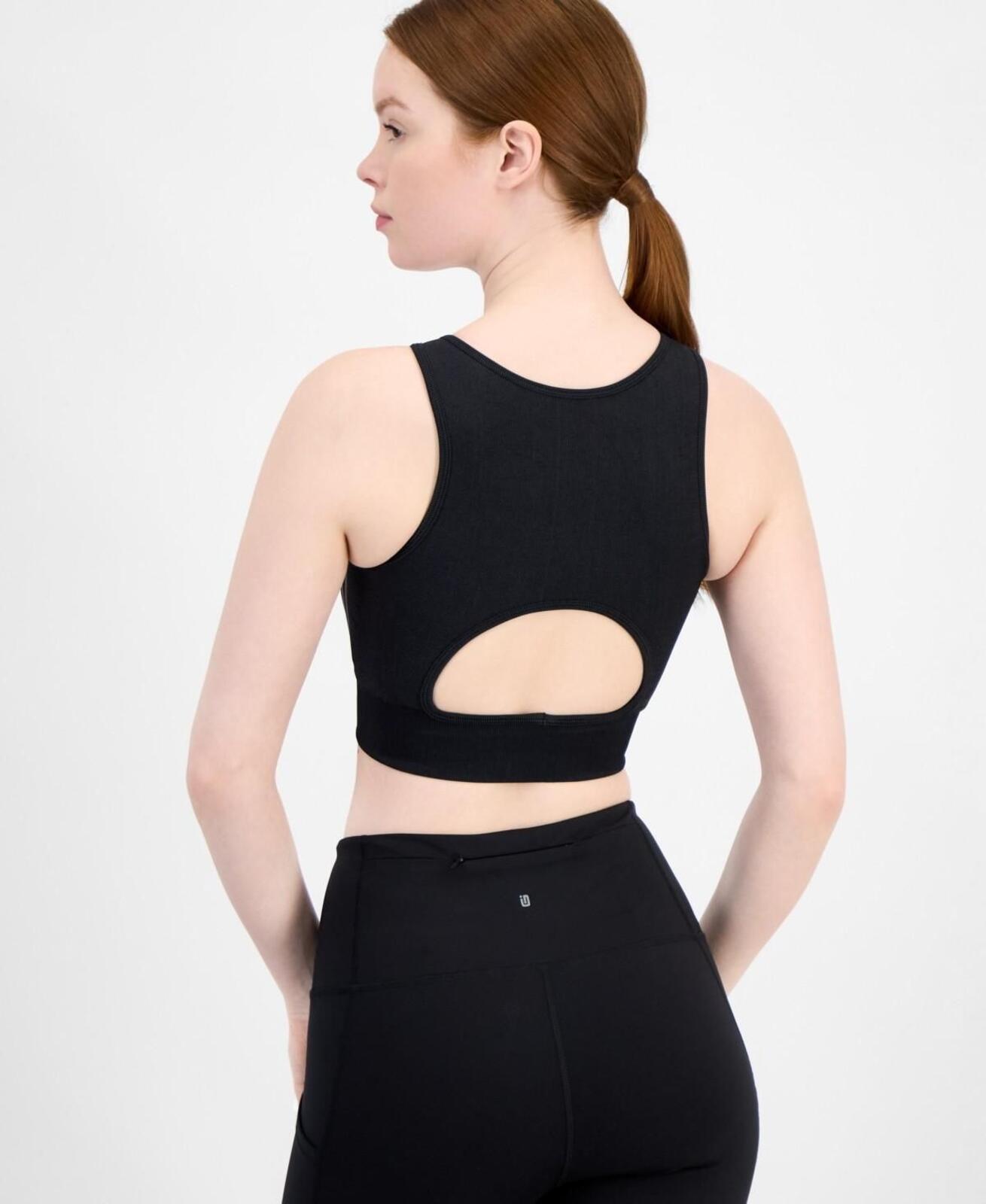ID Ideology Women's High-Neck Cutout-Back Sports Bra - Deep Black