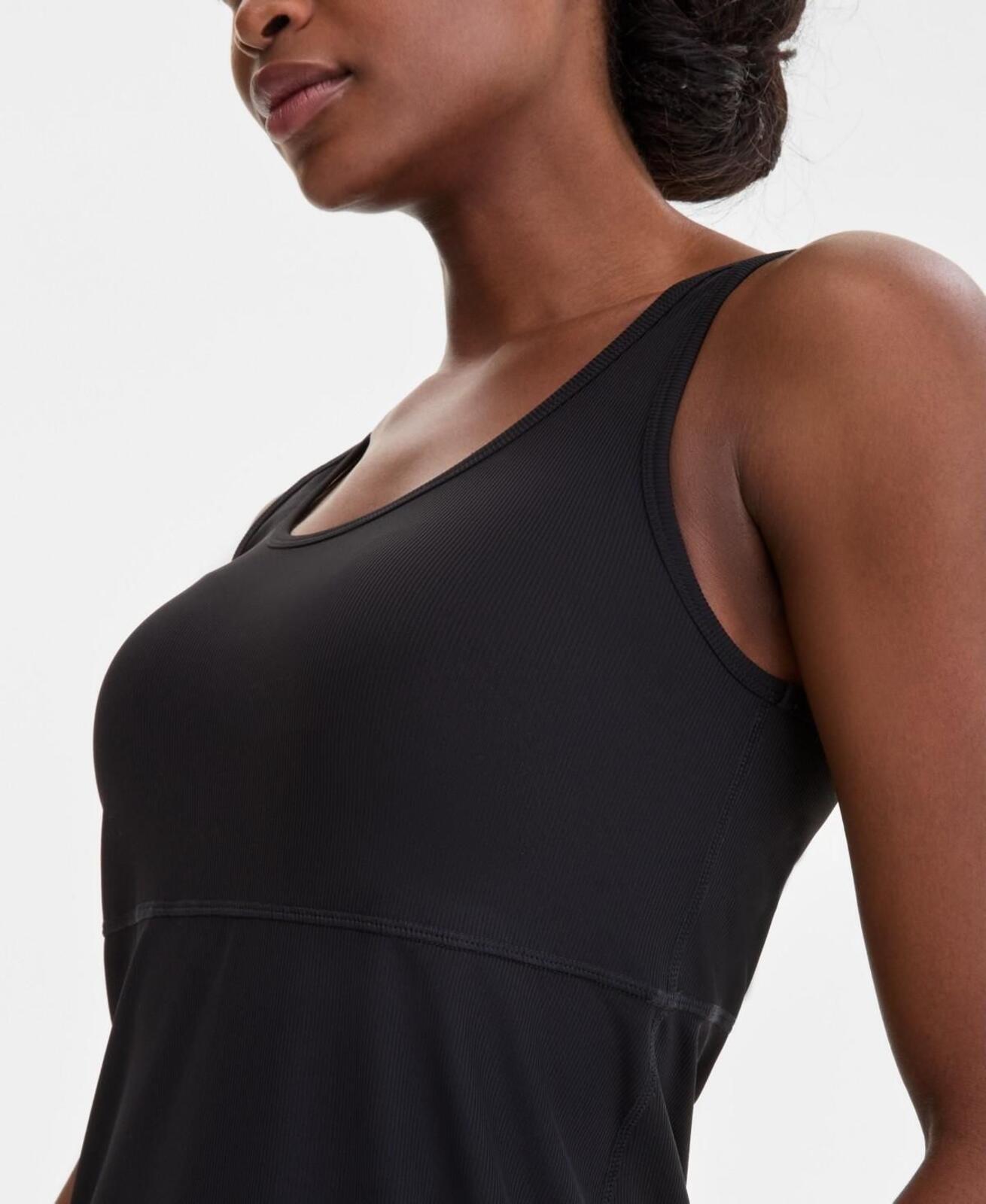 ID Ideology Women's Performance Ribbed Sleeveless Dress - Deep Black