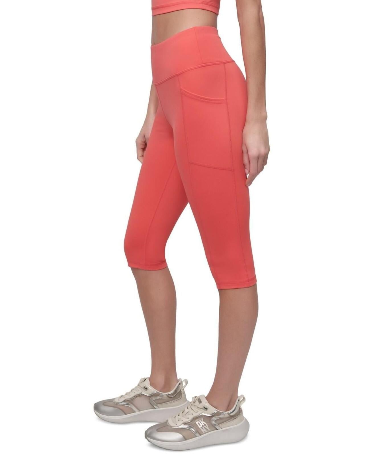 Dkny Sport Women's Balance Compression High-Waist Capri Pants - Coral Crush
