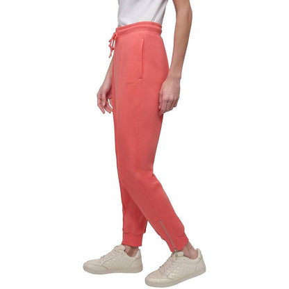 Dkny Sport Women's Zip-Cuff High-Rise Cotton Joggers - Coral Crush