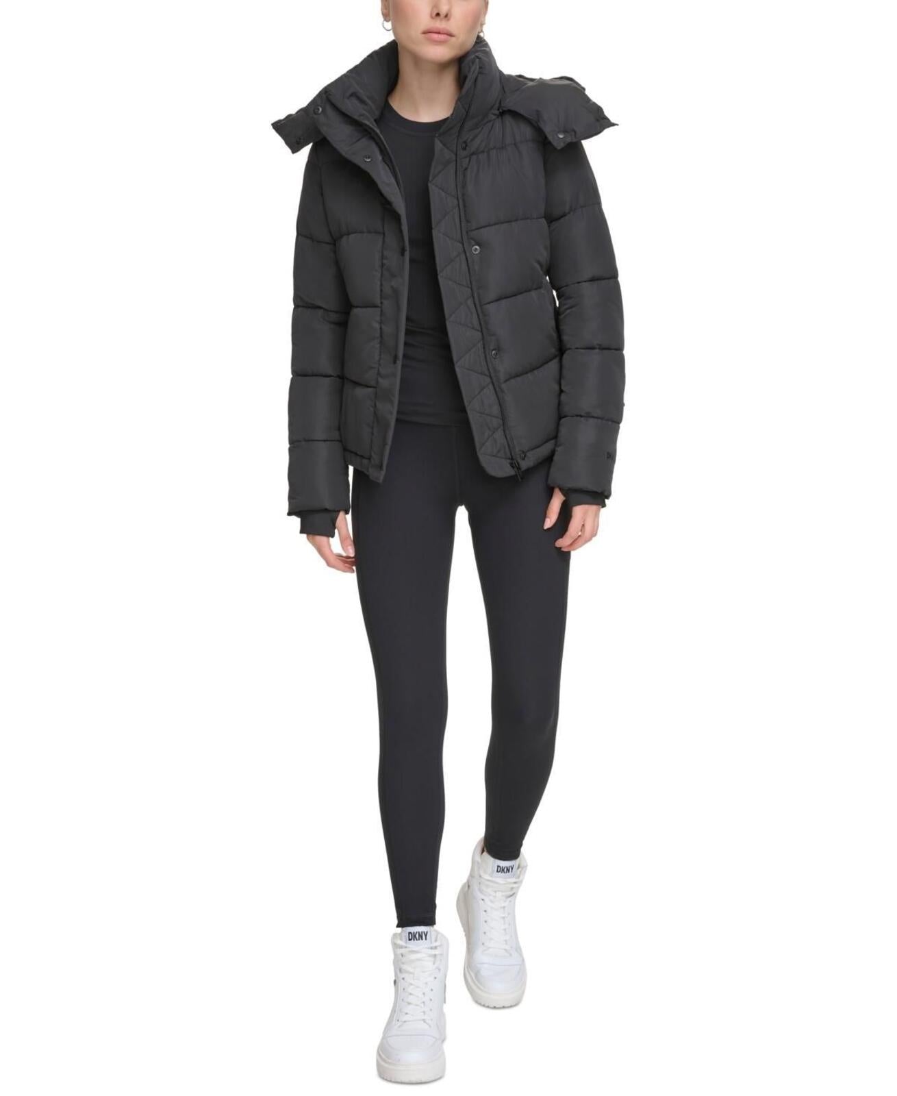 Dkny Sport Women's Performance Lightweight Full Zipper Puffer Jacket - Black