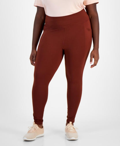 ID Ideology Plus Size Stretch Full-Length Leggings - Deep Burgundy