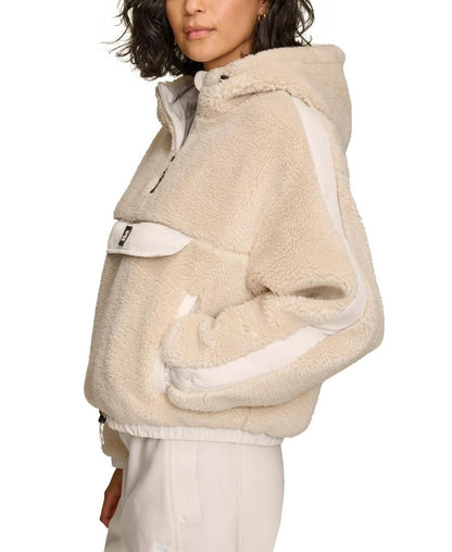 Starter Women's 1/4-Zip Sherpa Pullover Hoodie - Sand