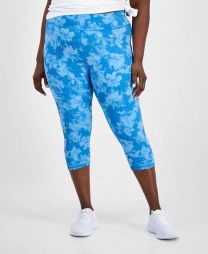 ID Ideology Plus Size Abstract Dye Capri Leggings - Abs Dye Teal