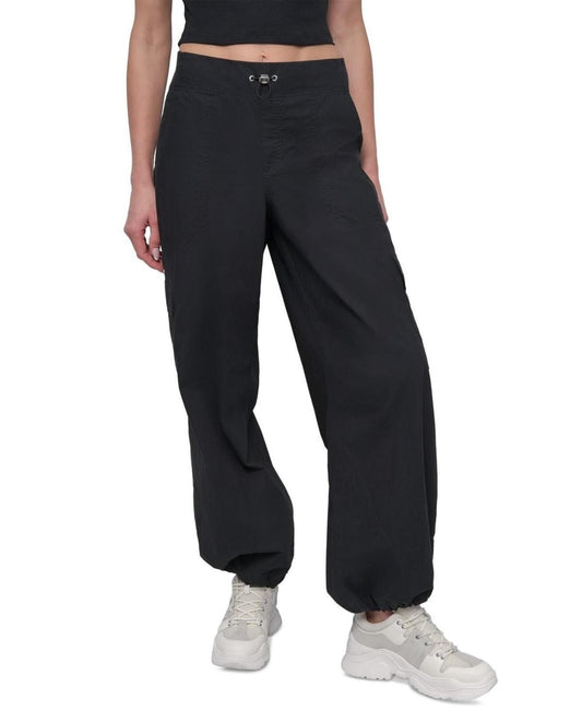 Dkny Sport Women's Cotton High-Rise Wide-Leg Cargo Pants - Black