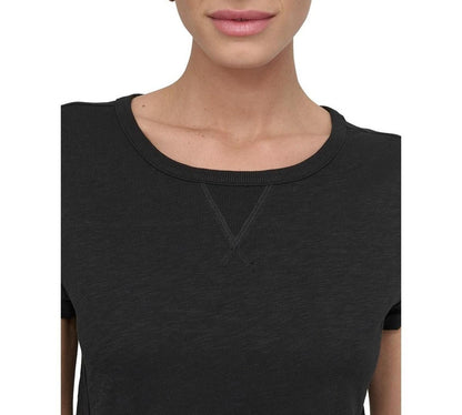 Dkny Sport Women's V-Inset Roll-Sleeve T-Shirt - Black
