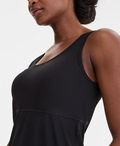 ID Ideology Women's Performance Ribbed Sleeveless Dress - Deep Black