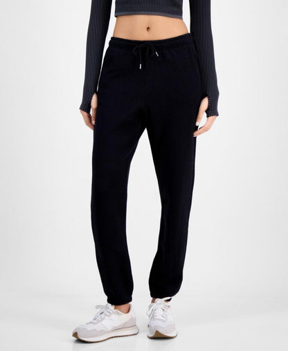 ID Ideology Women's Soft-Touch Ankle Knit Joggers - Deep Black