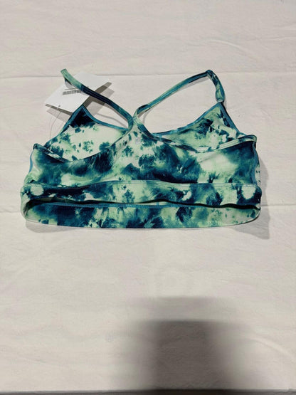 Ideology Low-Impact Strappy-Back Sports Bra in a green and blue tie-dye print