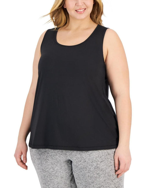 ID Ideology Plus Size Solid Essentials Crewneck Tank Top - Deep Black