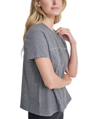 Dkny Sport Women's Rhinestone Stripe Knot T-Shirt - Black Heather