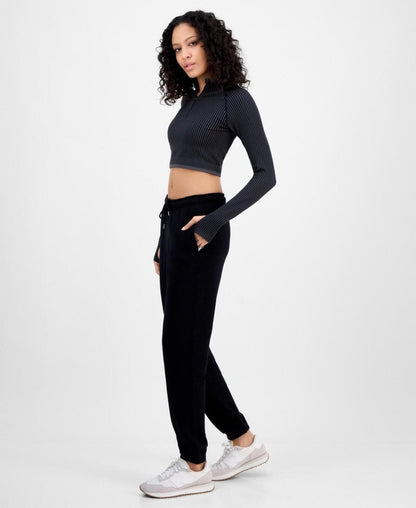 ID Ideology Women's Soft-Touch Ankle Knit Joggers - Deep Black