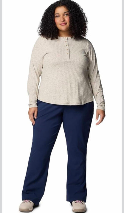 Columbia Women’s All Seasons Bootcut Pants in the "Nocturnal" (navy blue) colorway.