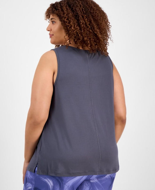 ID Ideology Plus Size Solid Essentials Crewneck Tank Top - Ebony Grey