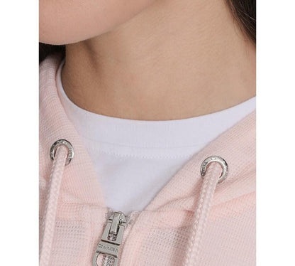 Calvin Klein Performance Ruched-Sleeve Zip Hoodie - Cloud Pink
