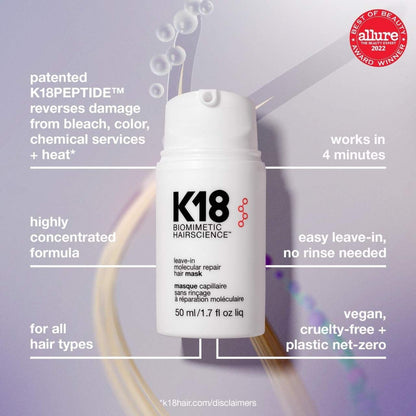 K18 Leave-In Molecular Repair Hair Mask Biomimetic Hair science - 0.5oz SMALL
