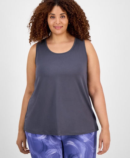 ID Ideology Plus Size Solid Essentials Crewneck Tank Top - Ebony Grey