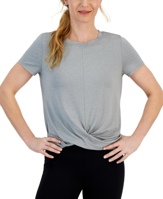 ID Ideology Women's Twist-Front Performance T-Shirt - Storm Grey