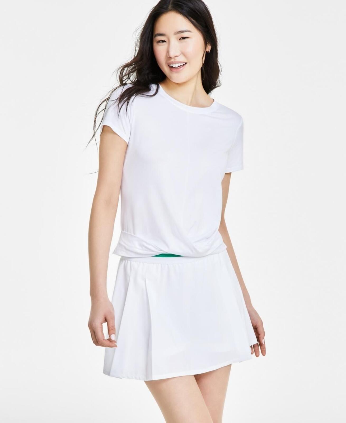 ID Ideology Women's Twist-Front Performance T-Shirt - Bright White
