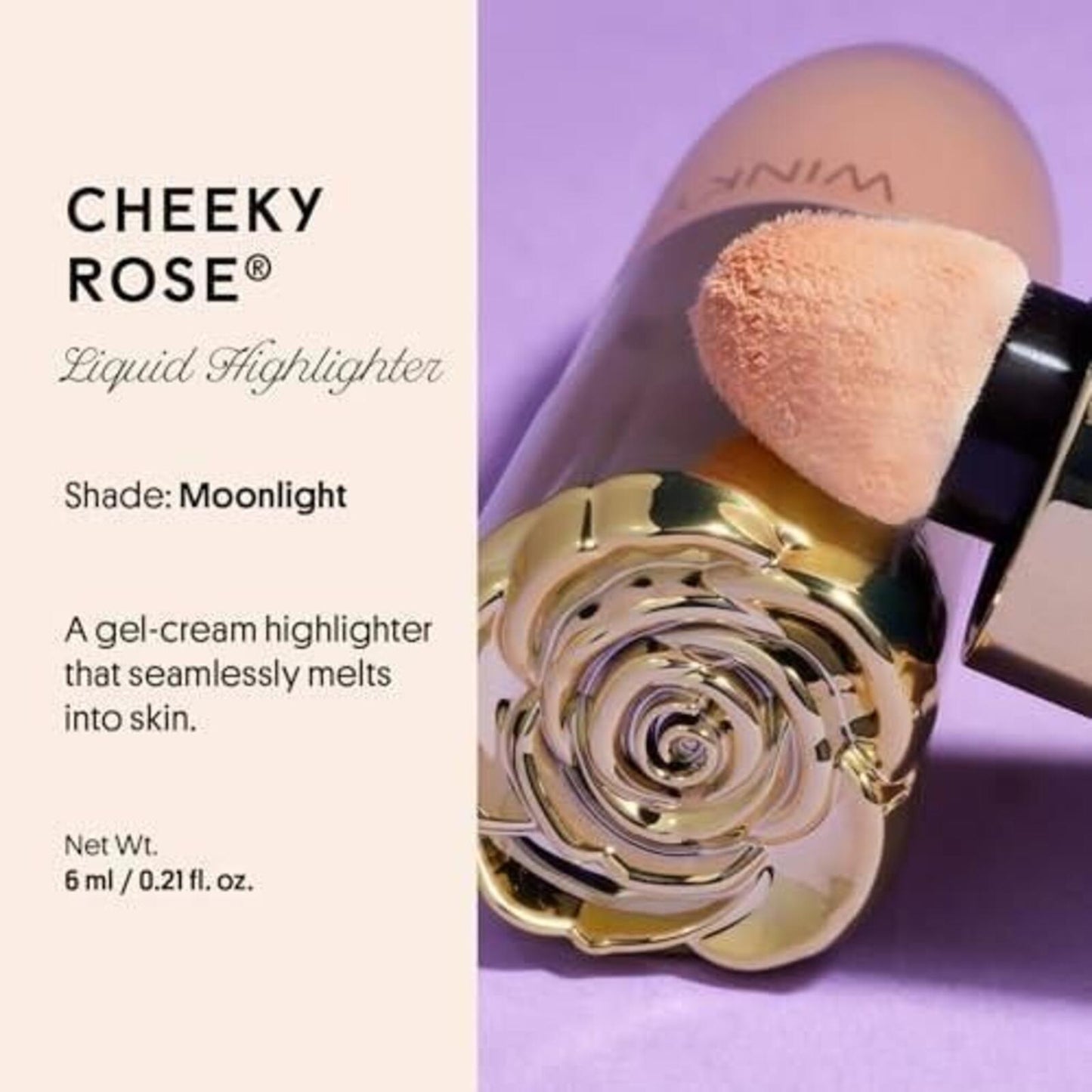 Winky Lux Cheeky Rose Liquid Highlighter - Moonlight - 0.21 Fl Oz