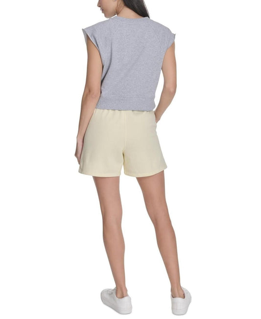 Calvin Klein Performance Women's Sleeveless Puff-Logo Cropped Top - Pearl Grey Heather / Buttercream
