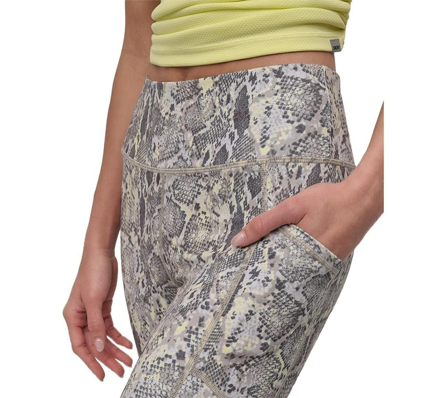 Dkny Sport Women's Printed High-Waist 7/8 Tights - Mystic Python Vintage Khaki