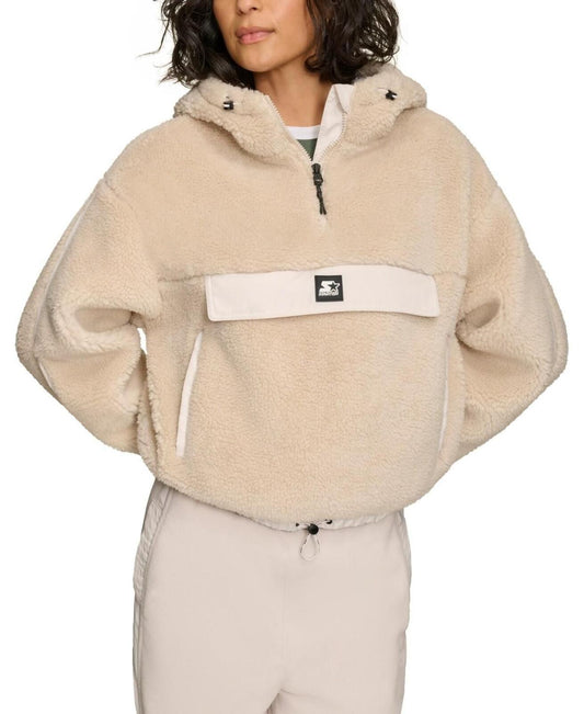 Starter Women's 1/4-Zip Sherpa Pullover Hoodie - Sand