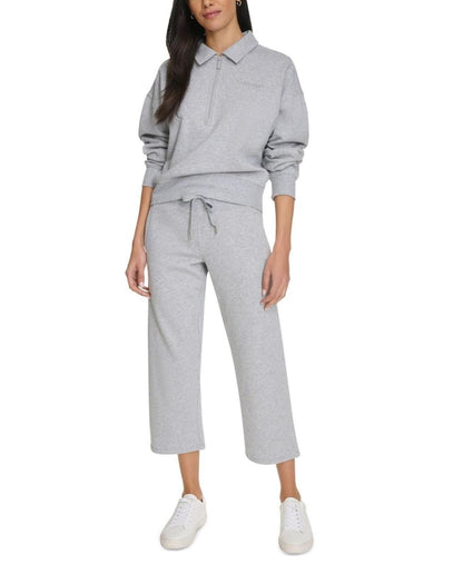 Calvin Klein Women's Cropped Drawstring-Waist Pants - Pearl Grey Heather
