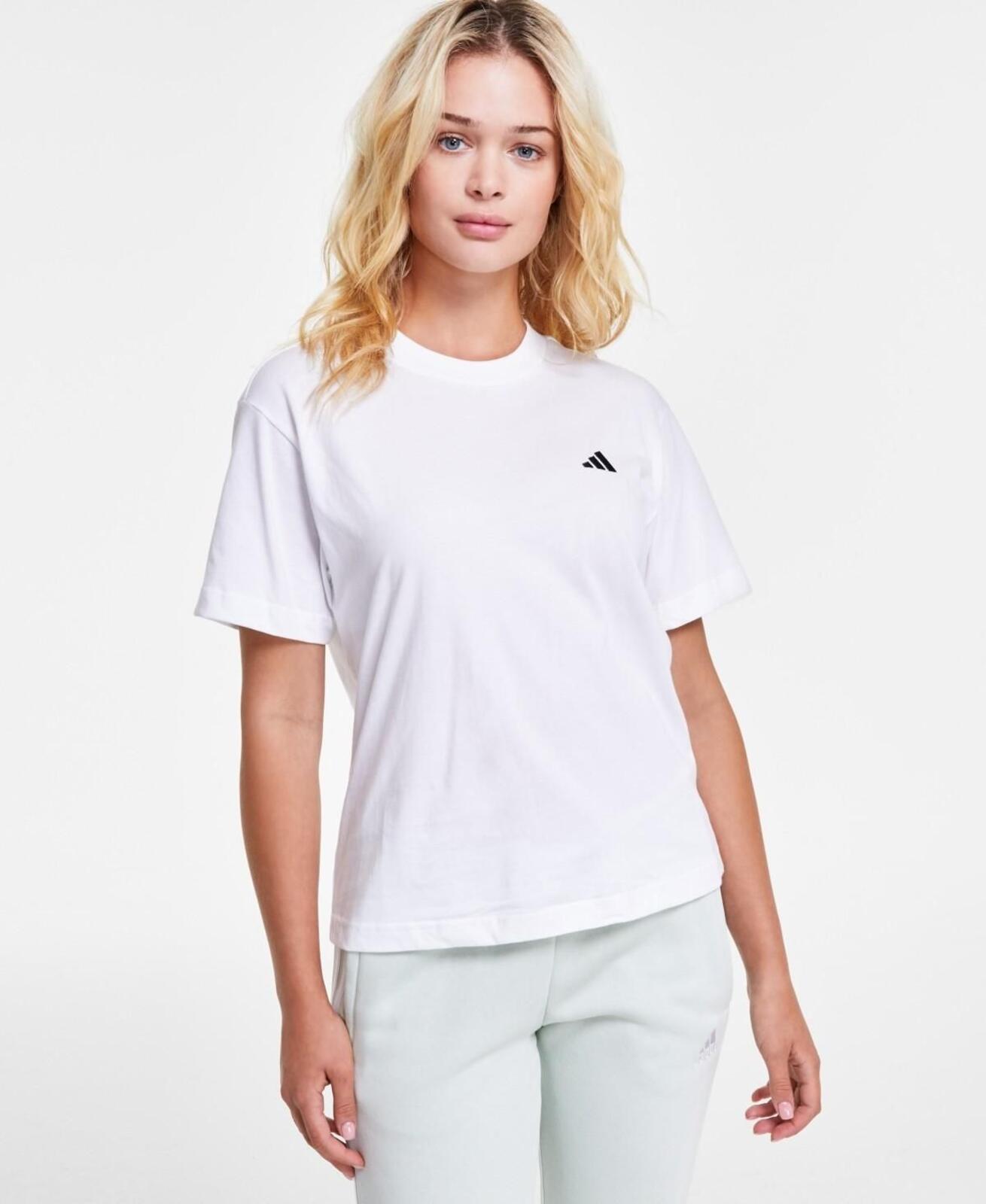 Adidas Women's Essentials Small Logo T-Shirt - White, Medium, M