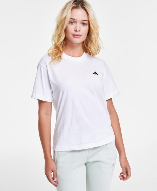 Adidas Women's Essentials Small Logo T-Shirt - White, Medium, M