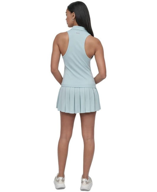 Dkny Sport Women's Court Pique Knit Racerback Polo Tank Top - Mineral