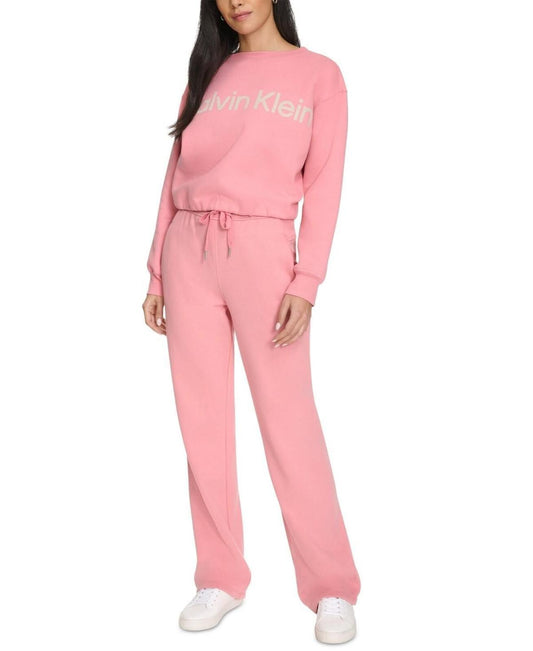 Calvin Klein Women's Fleece High-Waist Angled-Pocket Sweatpants - Brandied Apricot
