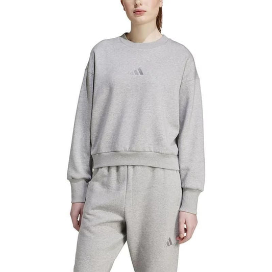 Adidas Women's ALL SZN Fleece Loose Sweatshirt, Grey Heather, Medium