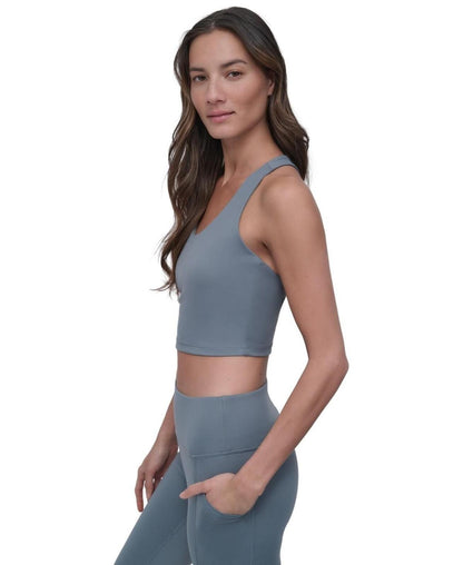 Dkny Sport Women's Balance Compression Cropped Tank Top - Blue Fog