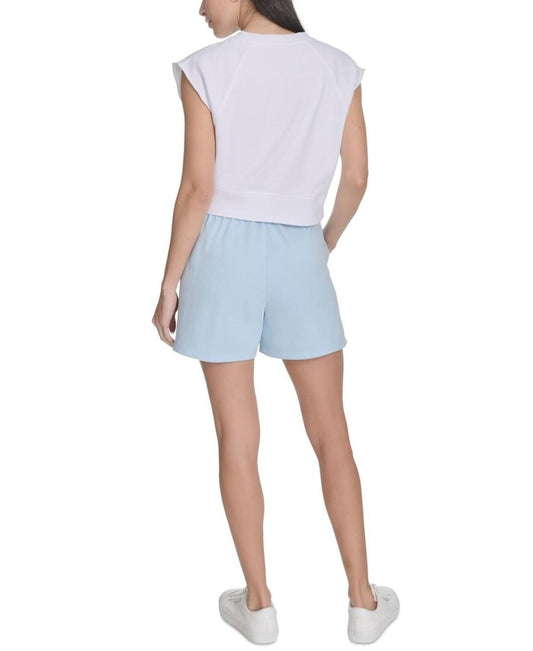 Calvin Klein Performance Women's Sleeveless Puff-Logo Cropped Top - White / Cool Blue