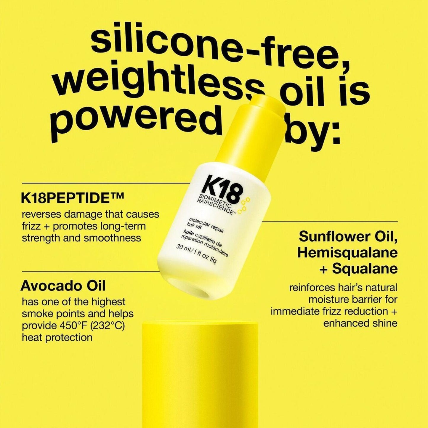 K18 Biomimetic Molecular Repair Hair Oil - 1oz Full Size