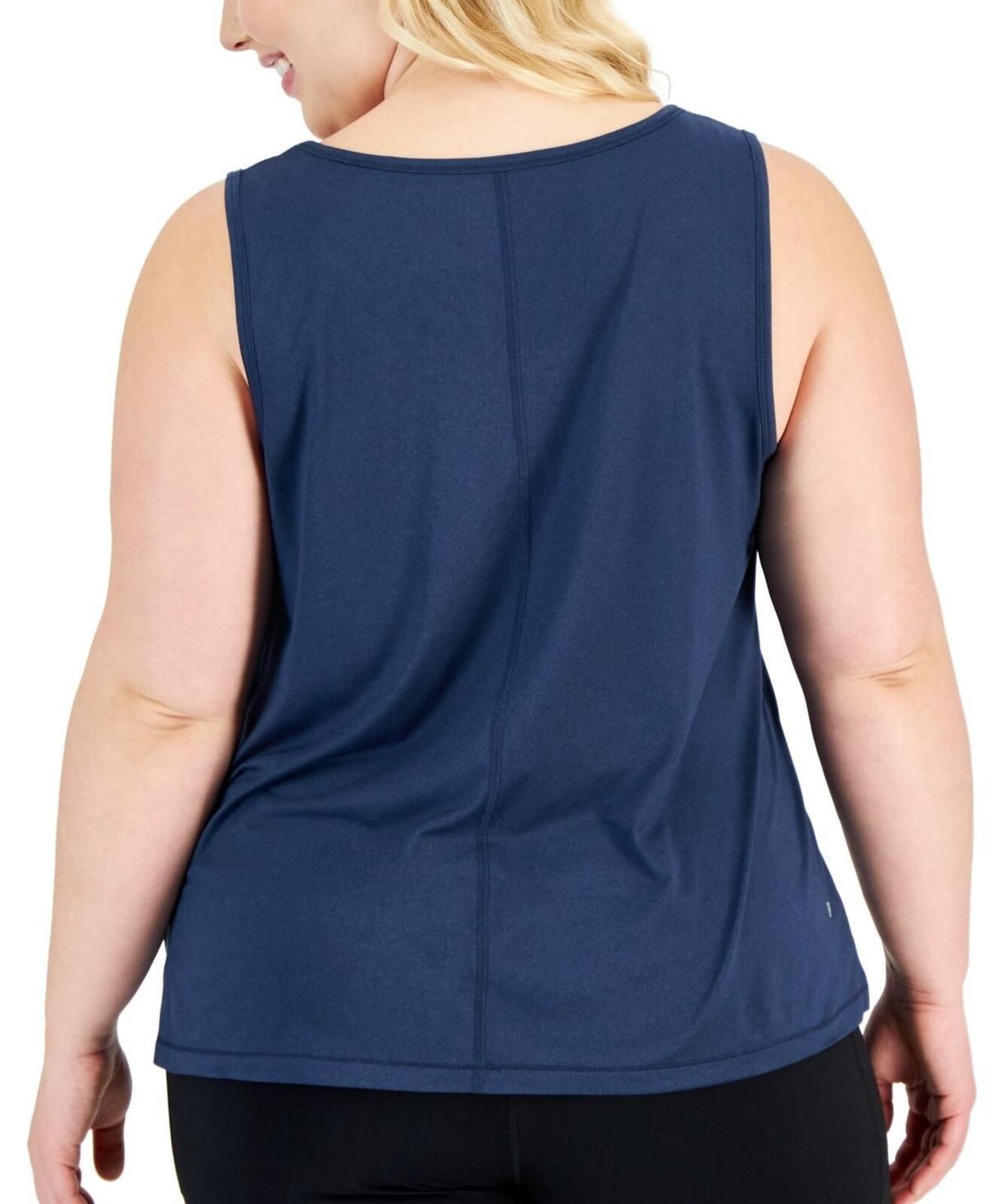 ID Ideology Plus Size Solid Essentials Crewneck Tank Top - Navy Serenity/ Deep Black