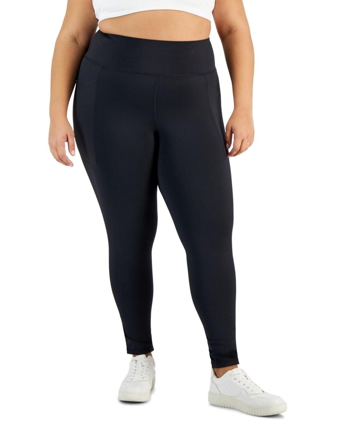 ID Ideology Women's Soft Side-Pocket Full-Length Leggings - Deep Black