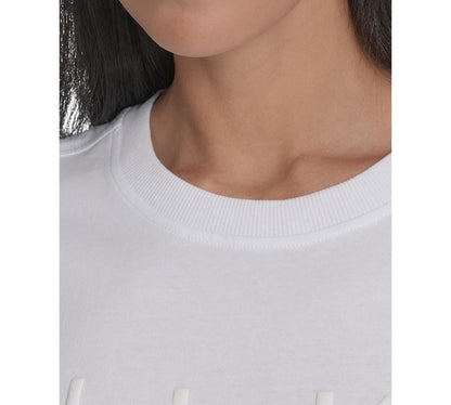 Calvin Klein Performance Women's Cotton Raised Logo Cropped T-Shirt - White
