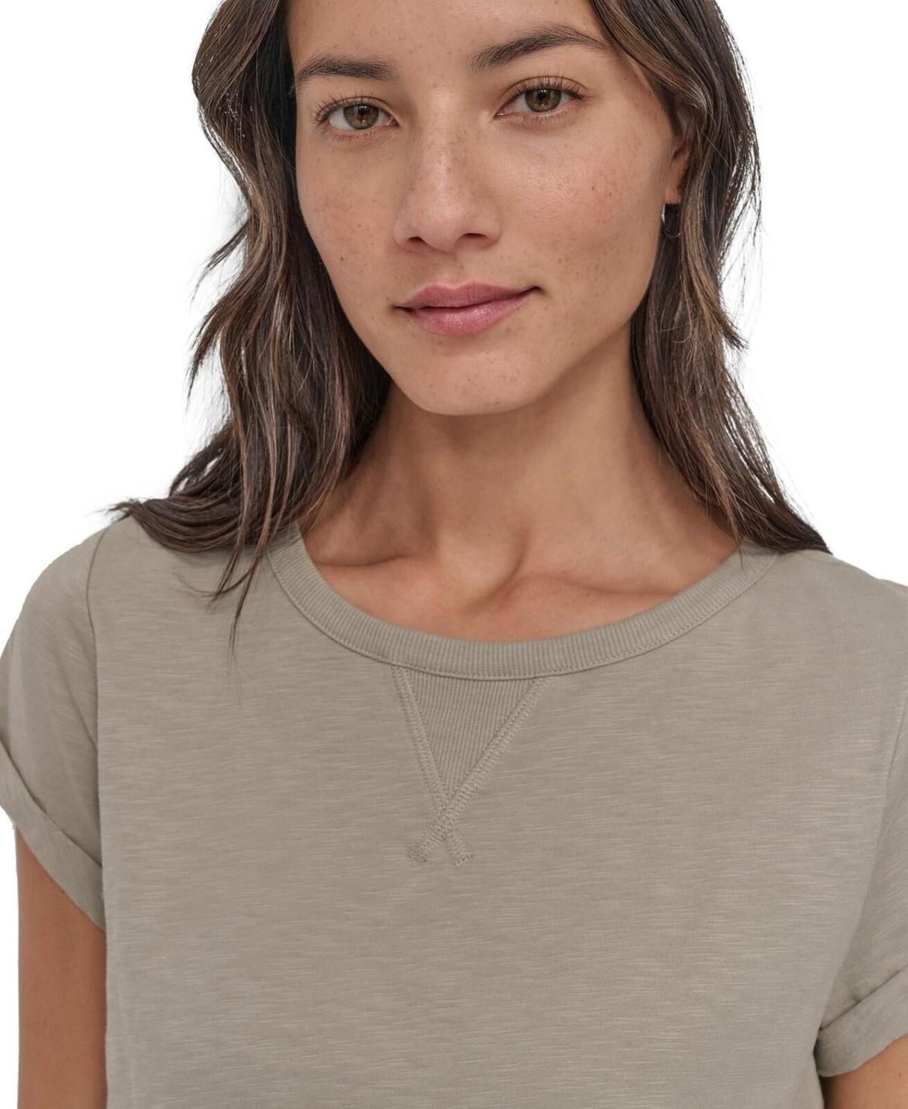 Dkny Sport Women's V-Inset Roll-Sleeve T-Shirt - Vintage Khaki