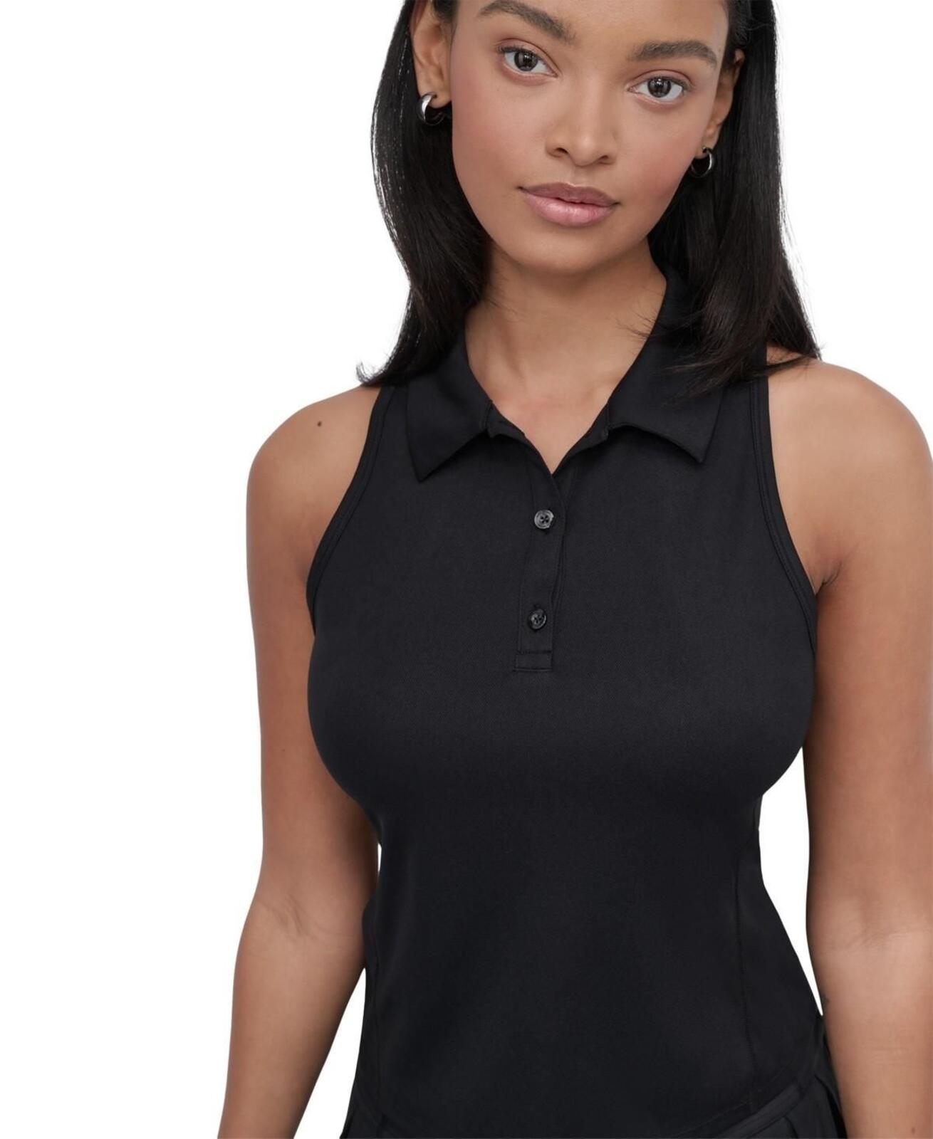 DKNY Sport Polo - Womens Racer Back, Black - L