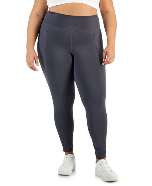ID Ideology Women's Soft Side-Pocket Full-Length Leggings - Deep Charcoal