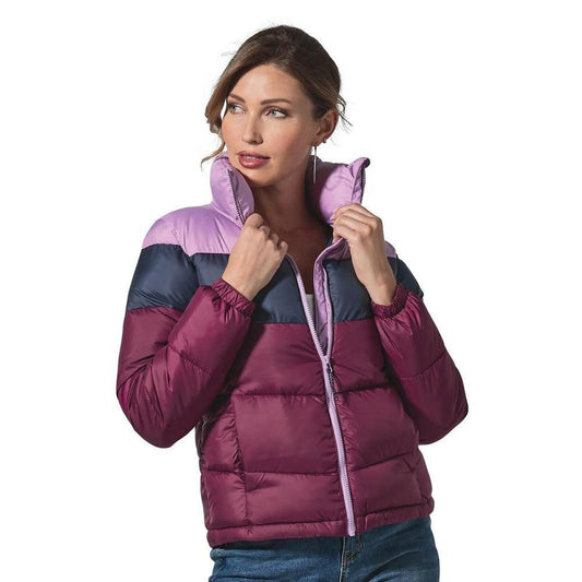 Columbia Women Puffect Color Blocked Jacket Marionberry Nocturnal/Gumdrop