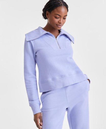 ID Ideology Women's Shawl-Collar Quarter-Zip Knit Top - Thistle Down