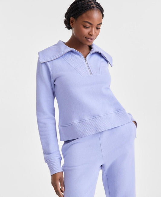 ID Ideology Women's Shawl-Collar Quarter-Zip Knit Top - Thistle Down