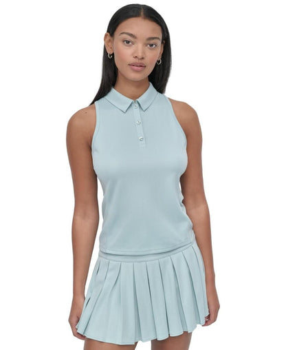 Dkny Sport Women's Court Pique Knit Racerback Polo Tank Top - Mineral