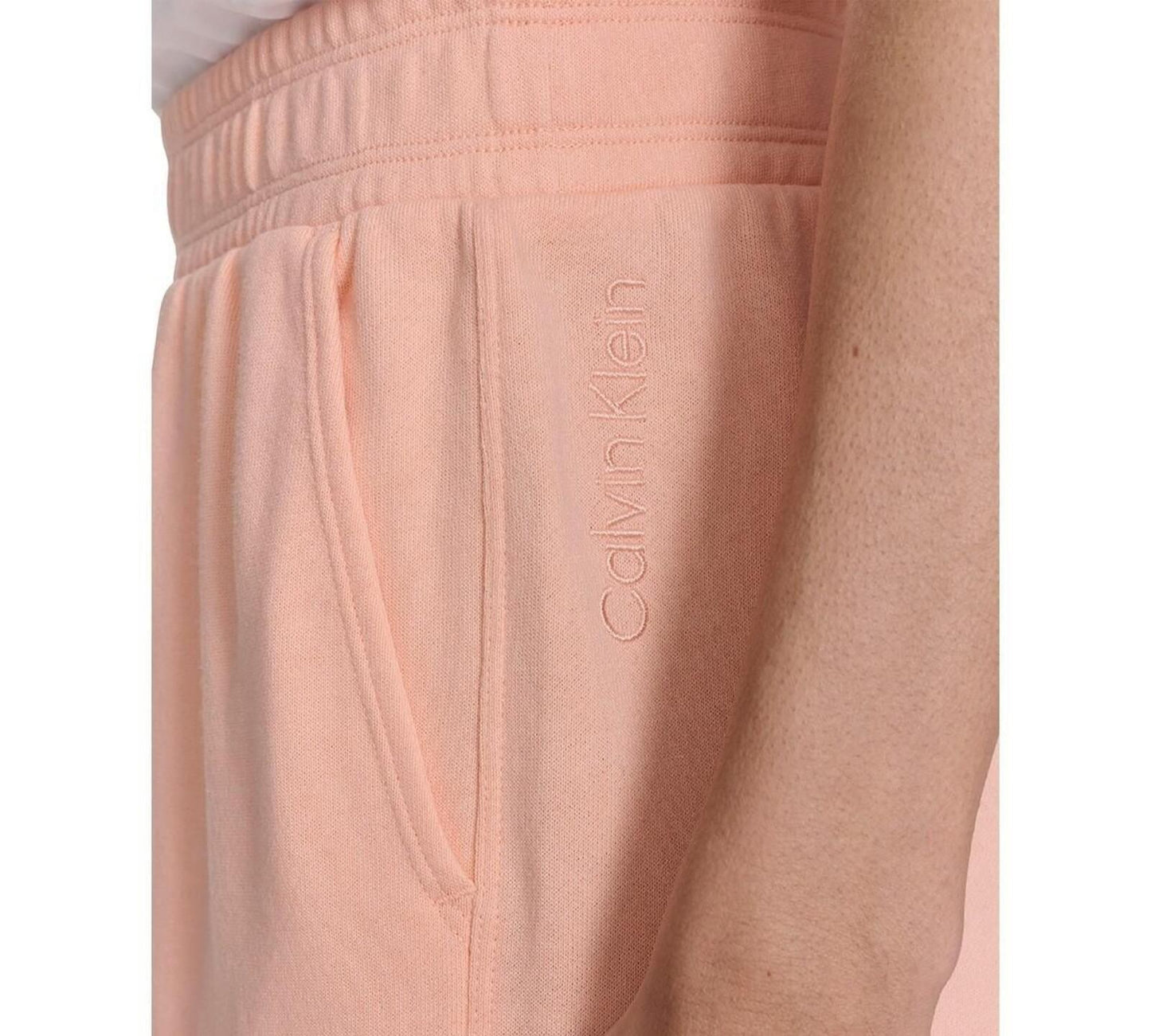 Calvin Klein Performance Women's French Terry Smocked-Waist Shorts - Peach Nectar